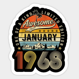 Awesome Since January 1968 Vintage 55th Birthday Sticker